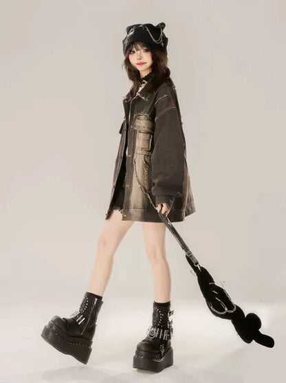 Gradient Street – Schwarze Retro-Jeansjacke