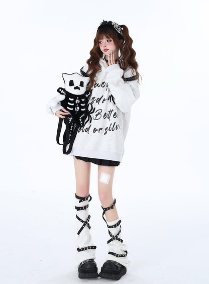 Print Hoodie Kapuzenleder American Spider Schnalle Street Graffiti