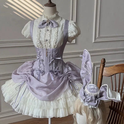 Bloé Rabbit Lolita JSK – Boned Waist-Cinching Princess Dress | Caramel Antique