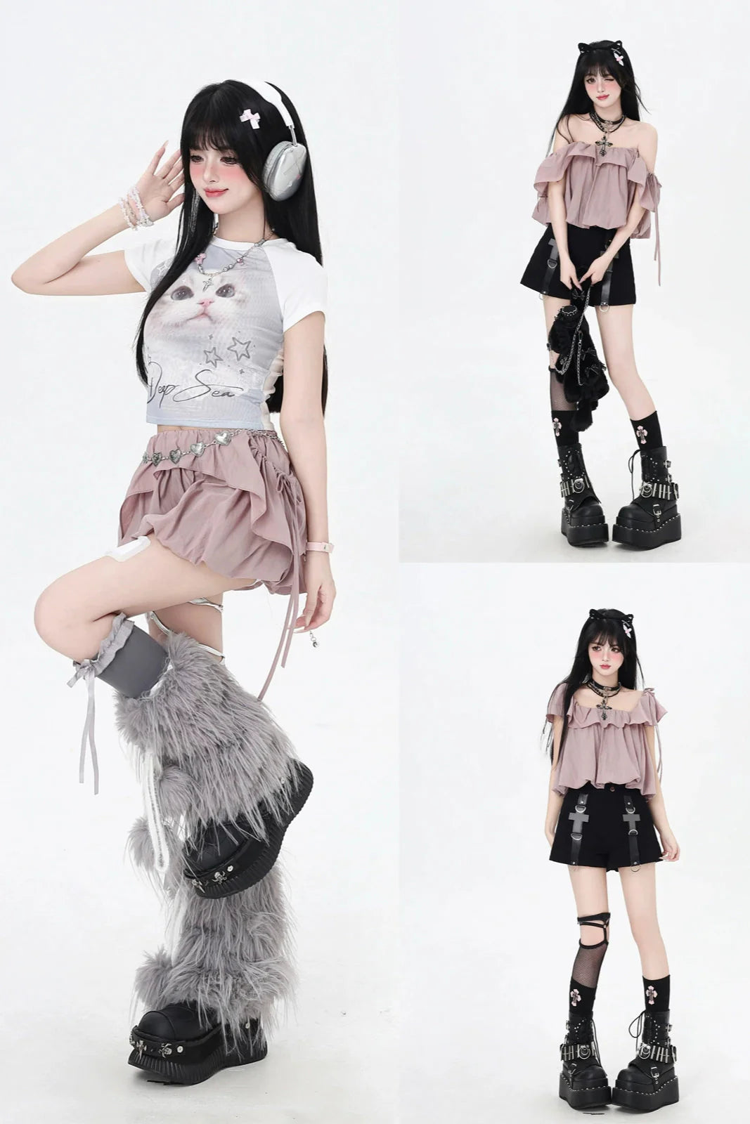 Drawstring One-Shoulder Skirt Top 3-Style