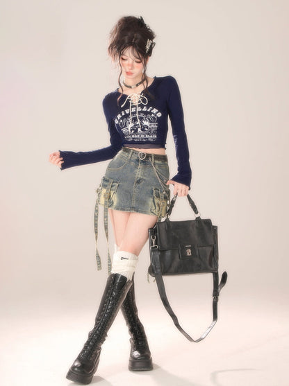 Retro-Top mit Schnürung am Hals