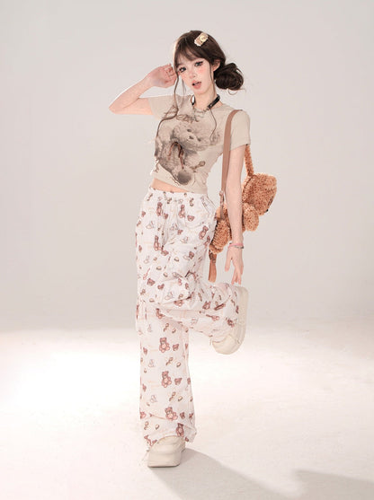 Cargo Baby Sweet Bear Loose Pants