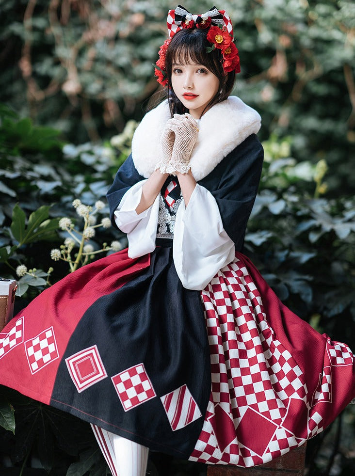 Trompete Pelz Bluse Cape + China Zubehör Quaste Schal Pullover Rock