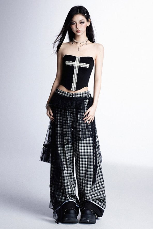 ブラック シアー レース レイヤード スカート