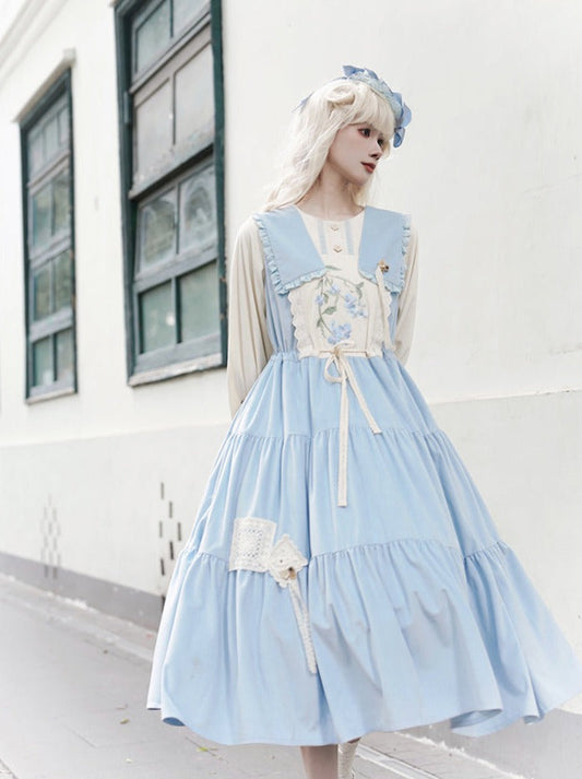 Zweiteiliges Lolita-Kula-Kleid mit Blumenstickerei