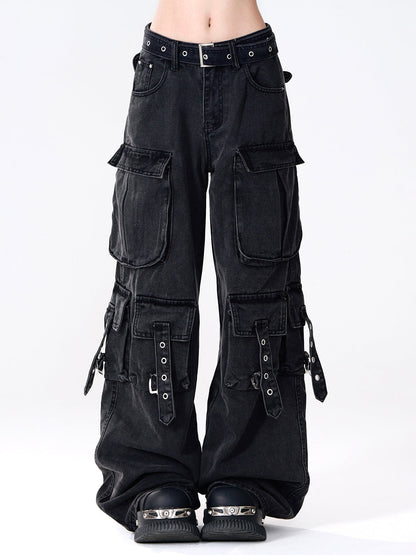 Denim Cargo Dark Pants Cool Black Knight