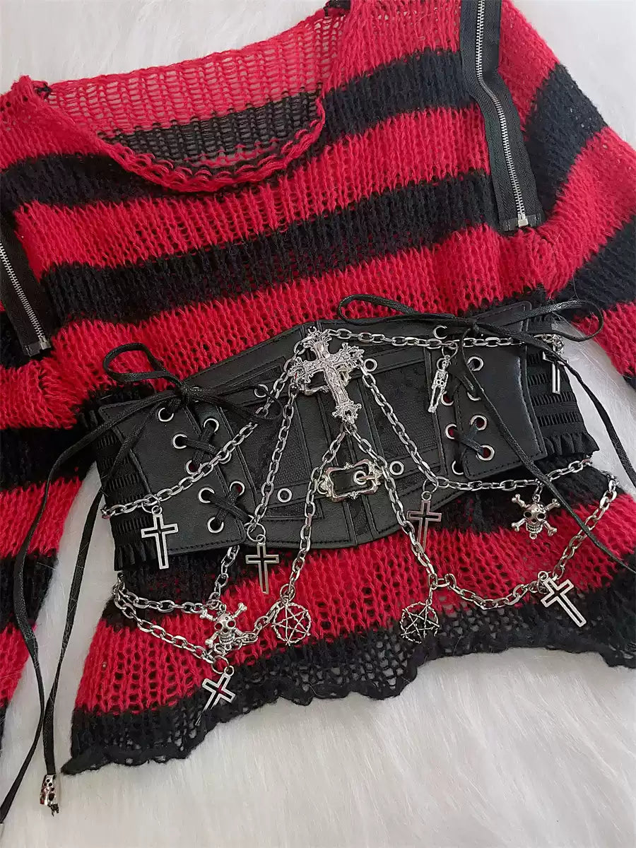 Steampunk Y2K Dark Skeleton Belt