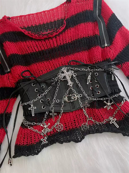 Steampunk Y2K Dark Skeleton Belt