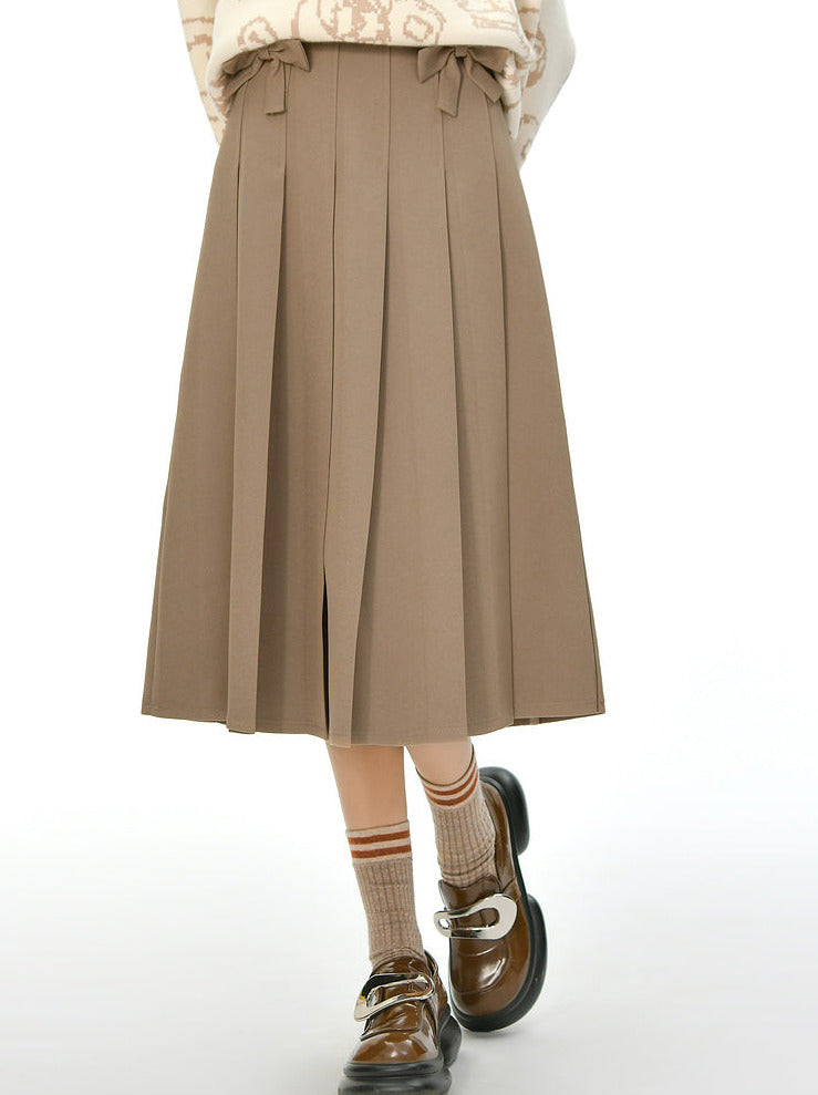 Ribbon Skirt Preppy Style Pleated Retro