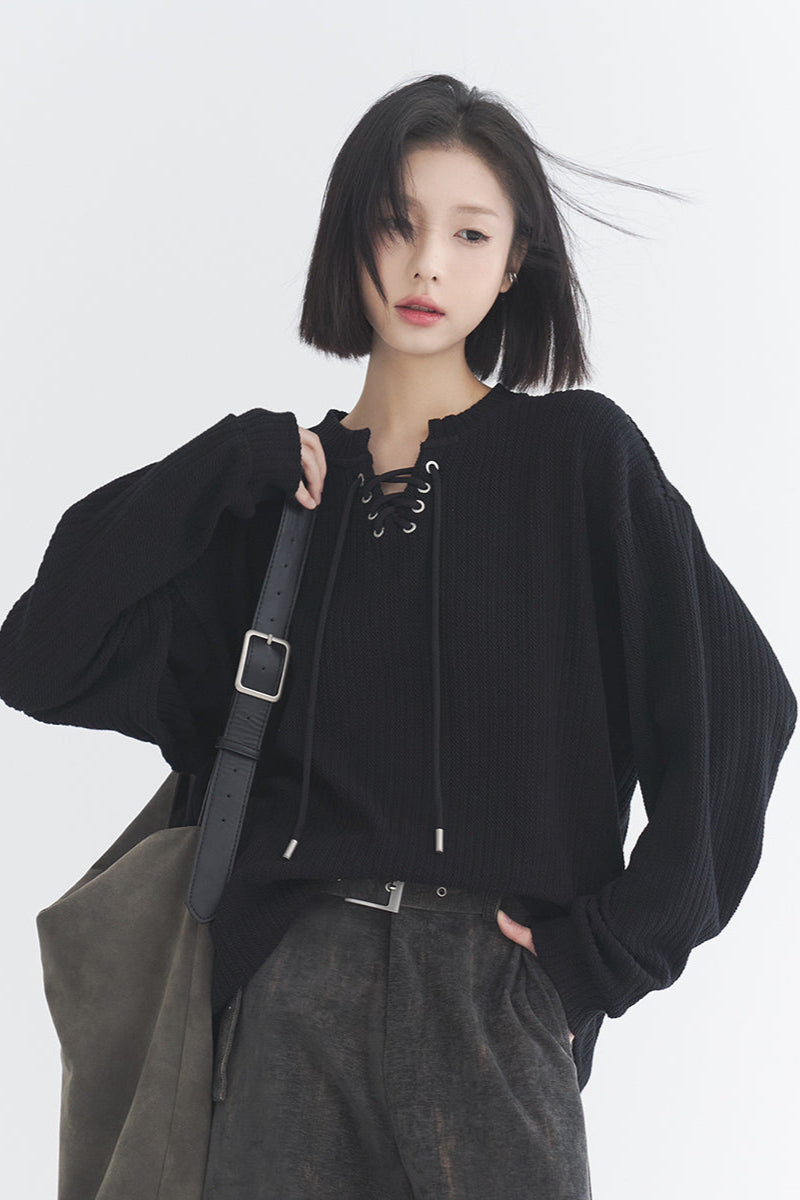 Top oversize en maille à col V