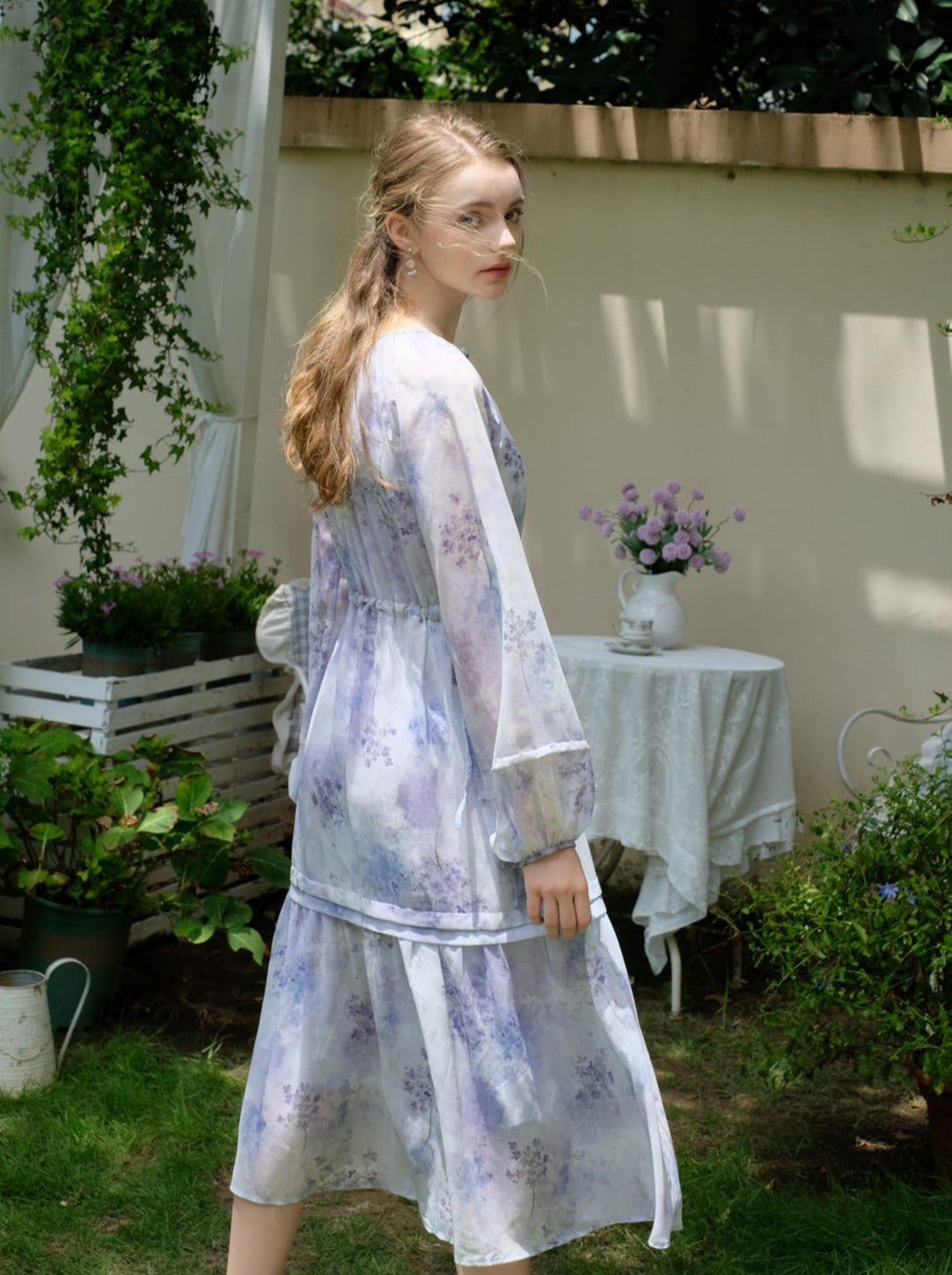 パープルドレス フレンチシフォン