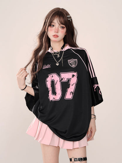 Retro American T-Shirt Sporty Raglan