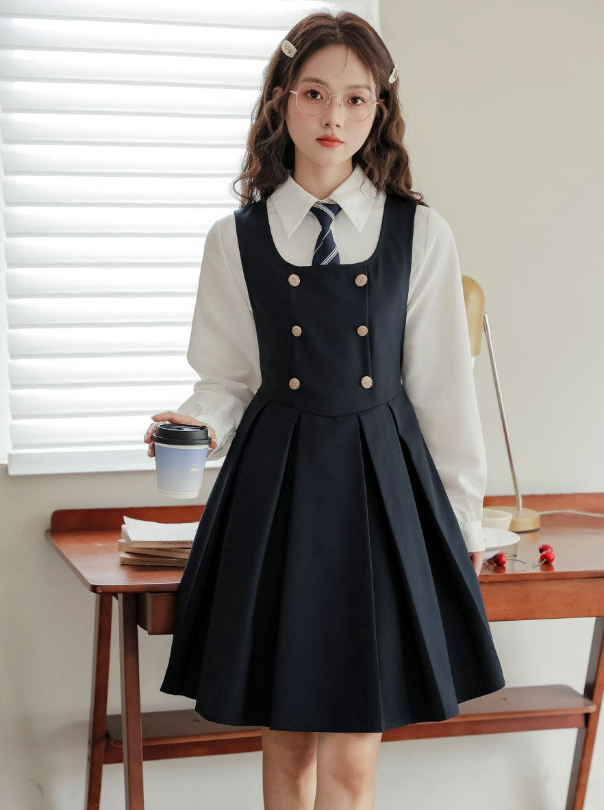 Retro Dress Bottled Shirt Style College American