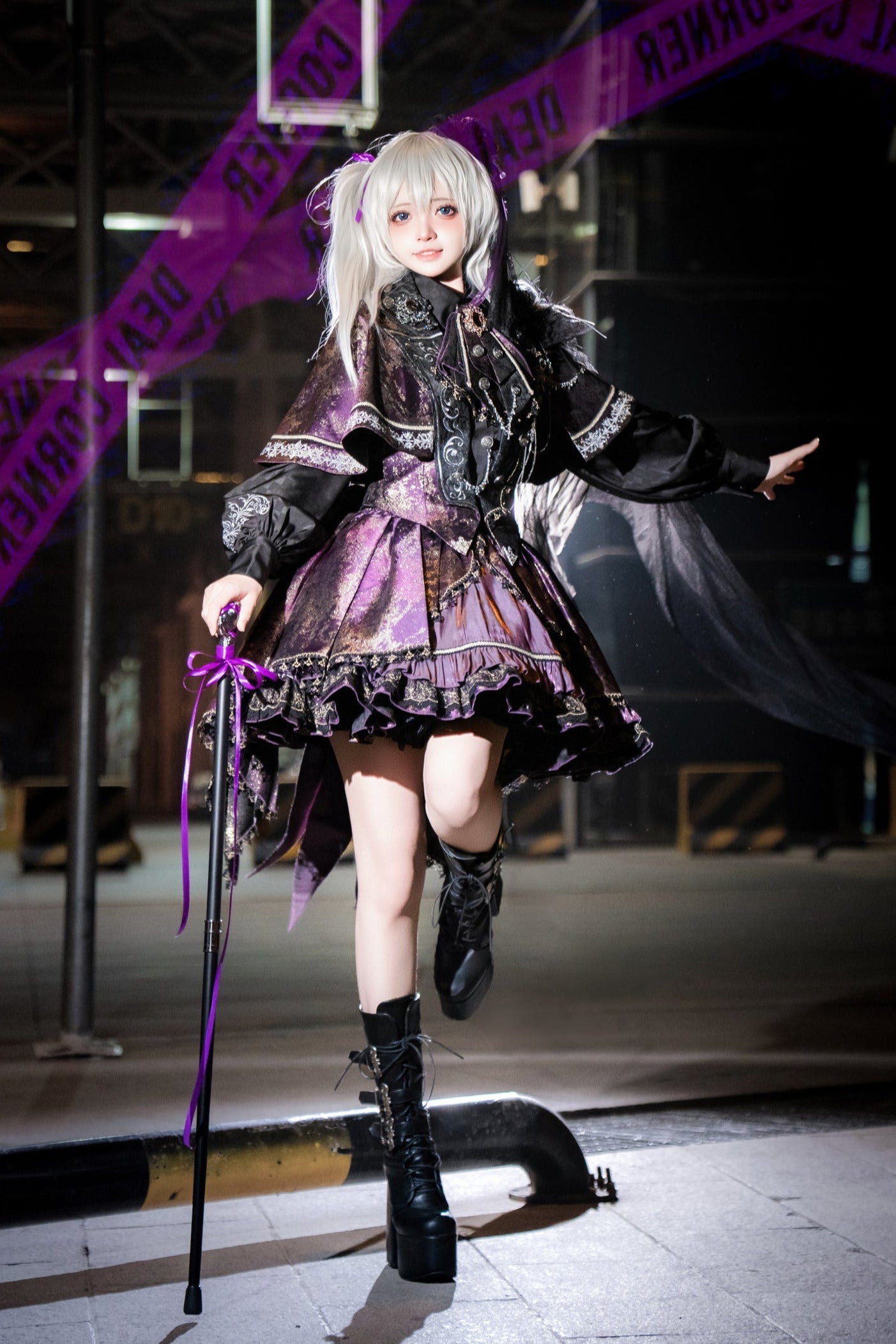 セット予約 ゴールドケープアップ商品 ファントムブラックパープルスモールドレス カイト