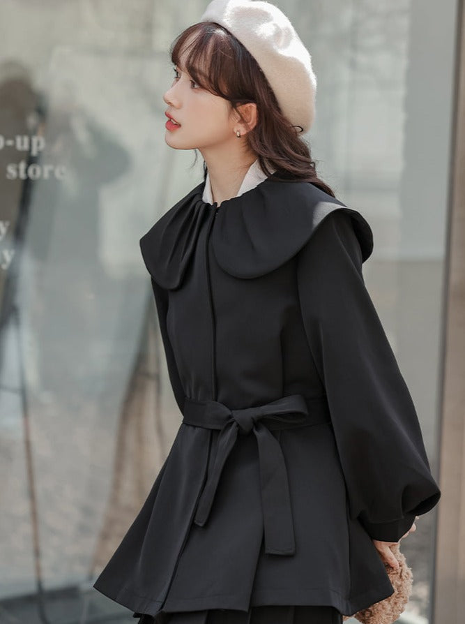Preppy Coat Cape French Trench Style