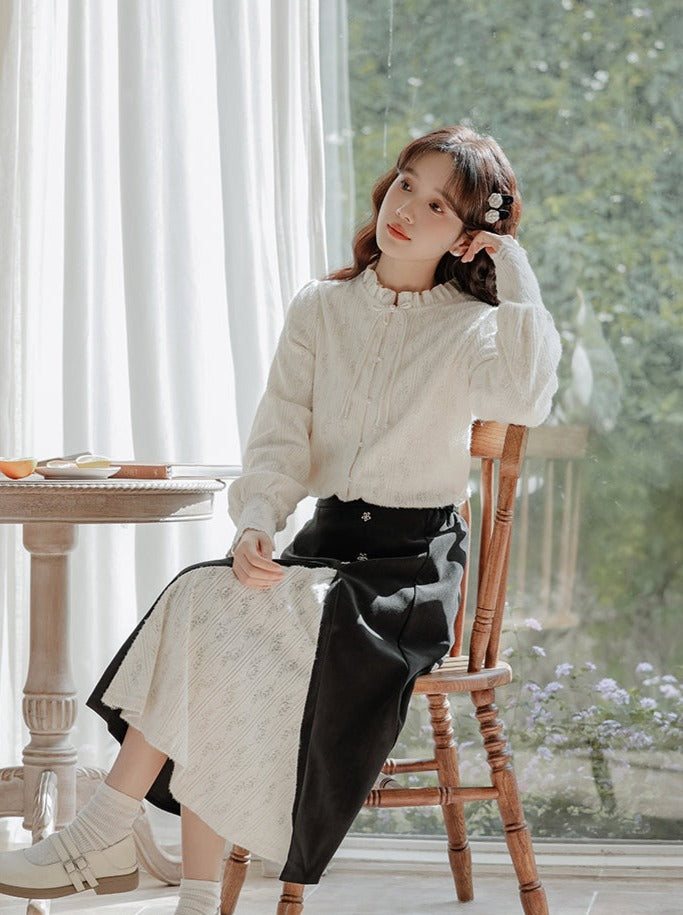 Spitze China Französisch Rock Shirt Schlitz Retro