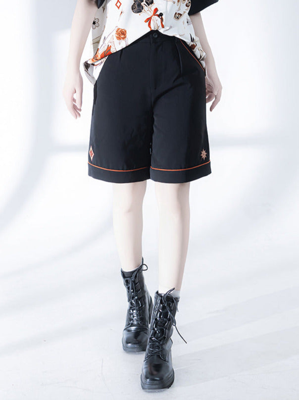 Embroidery Shirt + Shorts Retro Print Flowerdrunk