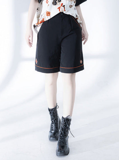 Embroidery Shirt + Shorts Retro Print Flowerdrunk