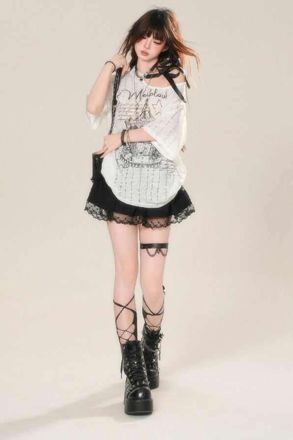 ショルダーダークトップスシアー