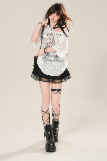 ショルダーダークトップスシアー