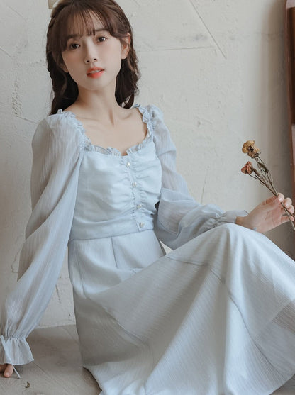 Fairy Style Dress Collar French Gentle Square