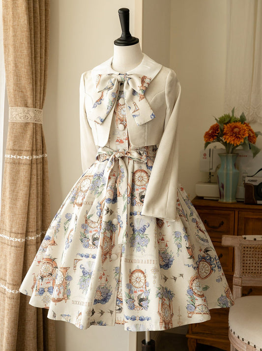 プリントレガントジャケットドレスクラシックセットエコーエターナルエコーロトール