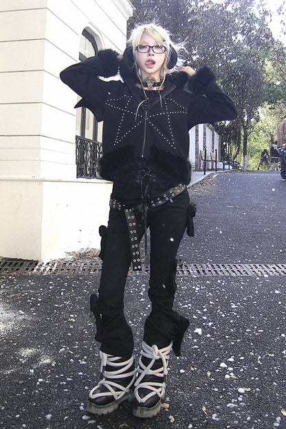 Dark Pentagram Coat Patchwork Hoodie