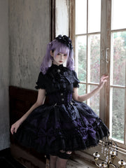 Purple Cross Spider Bow Gothic Lolita coordinate
