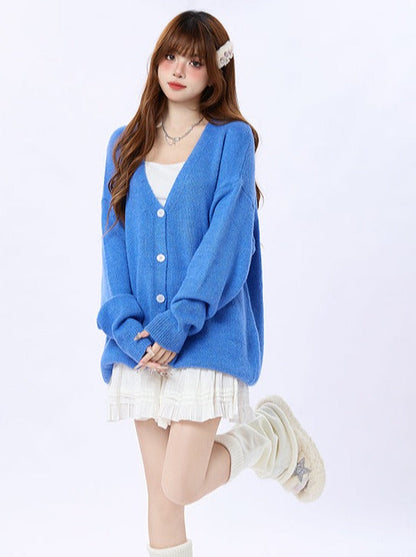 American Cardigan Sweater Blue Klein Knit