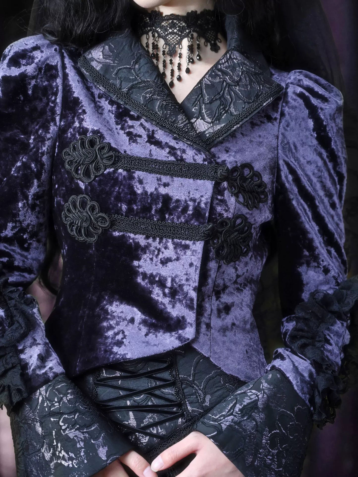 ゴシックベルベットカラースタイルジャケットヨーロピアンルナスリムスタンド