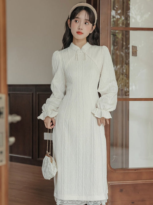 China Rippstrickkleid lang