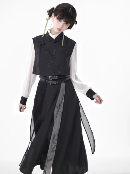 Design Print New Bamboo Schwarz Anzug China Weiß