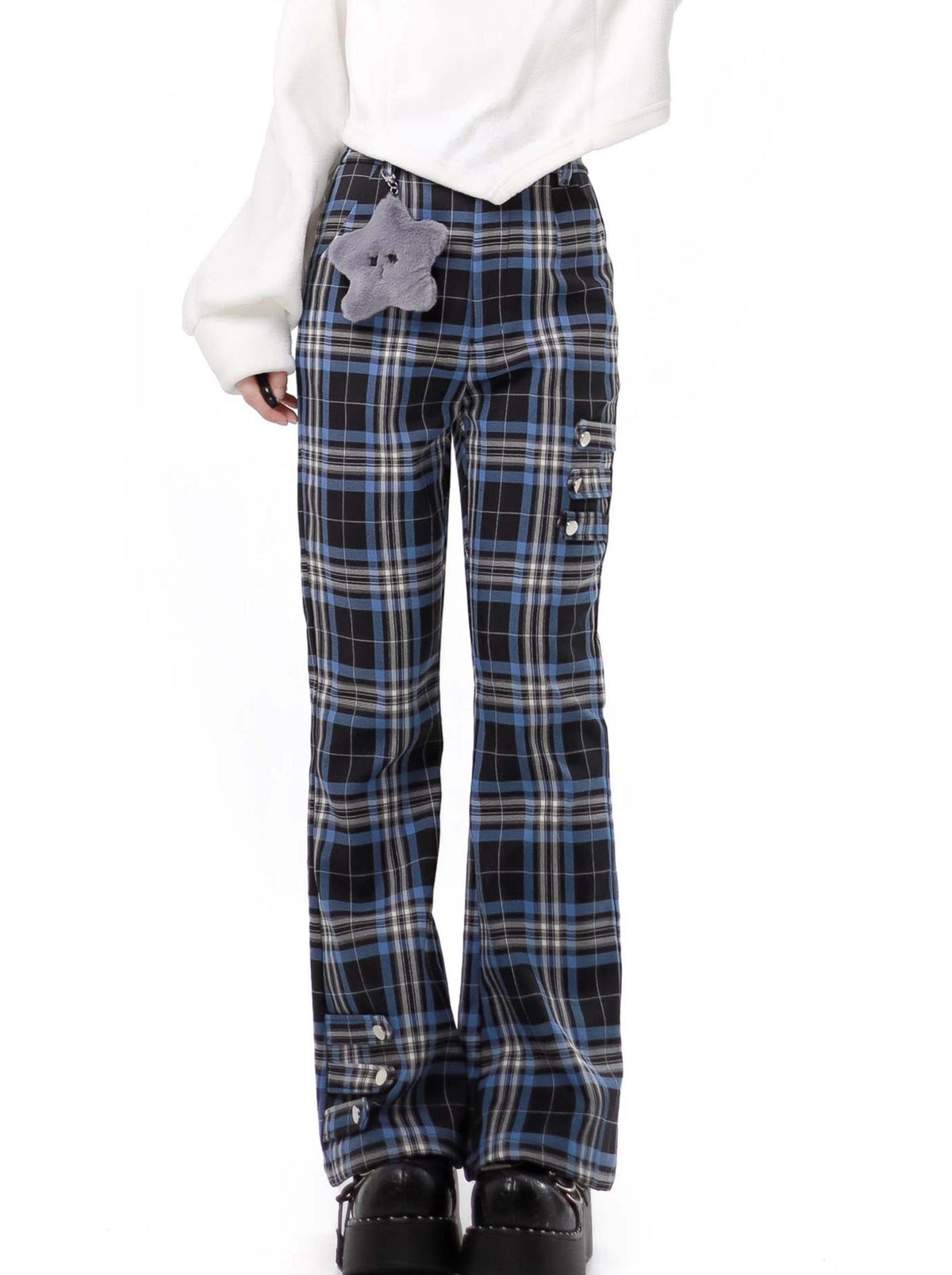 Nyar Star Gravity Velvet Cat ear Farjack+Blue Check College Pants