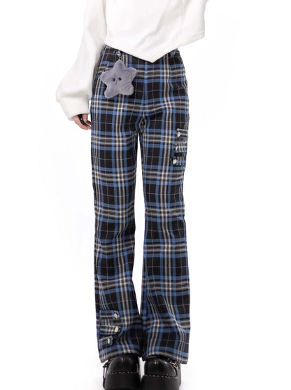 Nyar Star Gravity Velvet Katzenohr-Farjack+blau karierte Collegehose