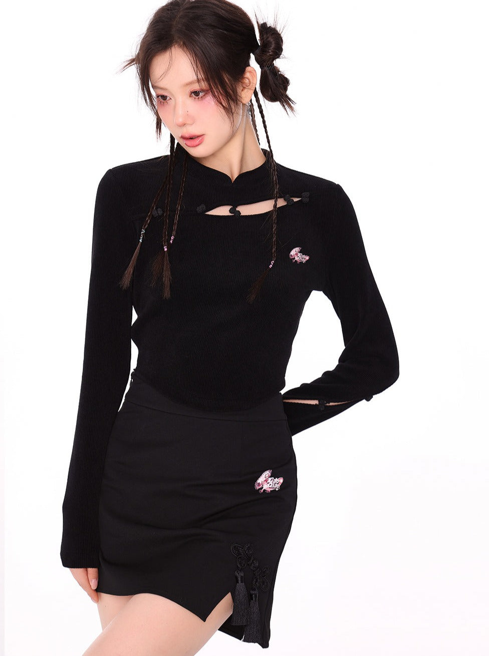 チャイナショートタイトトップ