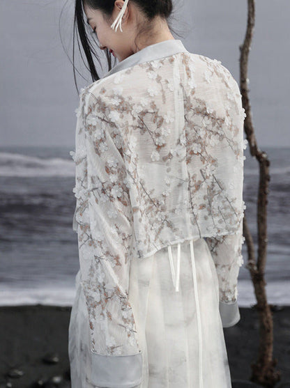 ジャカードプリントジャケット ショート ライト ルーズ チャイナ