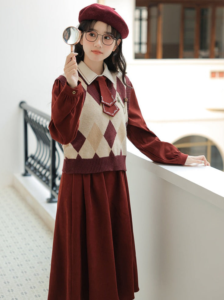 デザインドレス ニットベスト レトロアーガイル