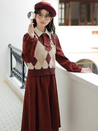 デザインドレス ニットベスト レトロアーガイル
