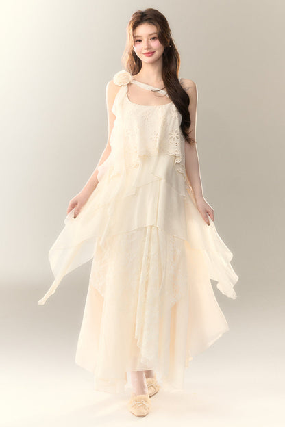 ロゼル イレギュラー ドレス ロング マルチレイヤー ヘビースカート