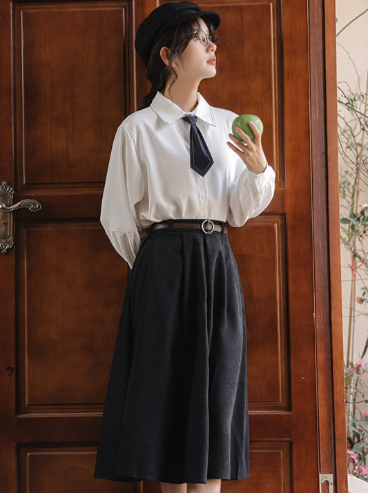 Hemd + Rock Ausgestellte Wolle Preppy