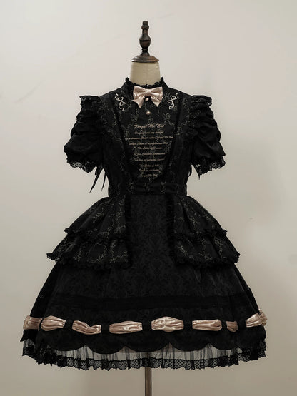 Dream Poem Sweet Classic Lolita OP Dress with Apron Two-Piece