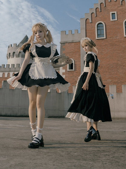 Dienstmädchenkleid Spitze Plissee