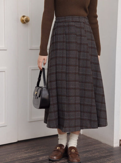 グレースカート チェックプリーツ ロング レトロ
