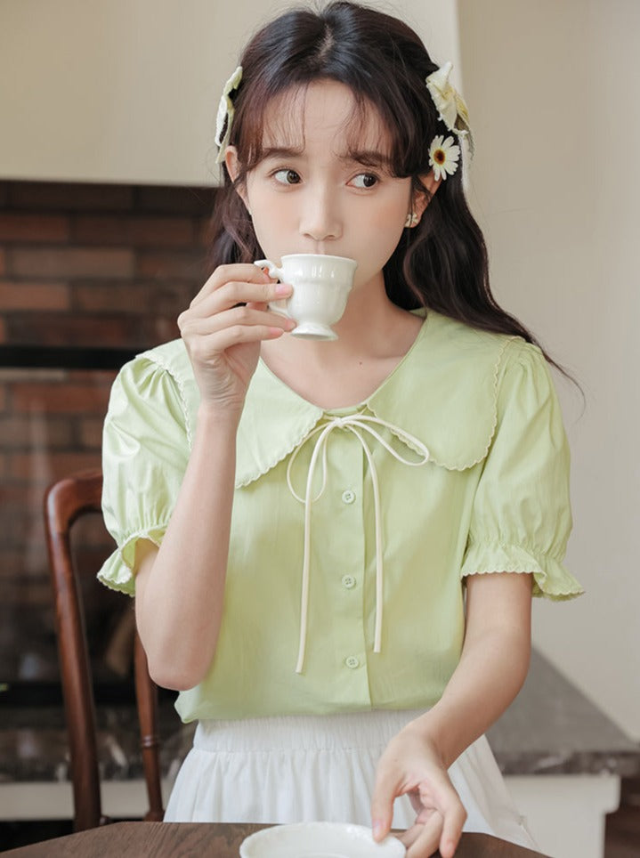 Puffärmelrock Ausgestelltes Sommerhemd + Retro Medium