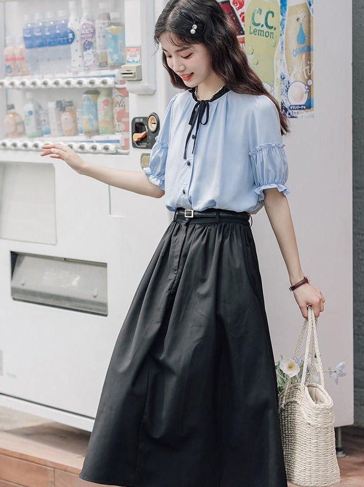 Lce Flared Long + Rock Shirt Retro Sommer Blau