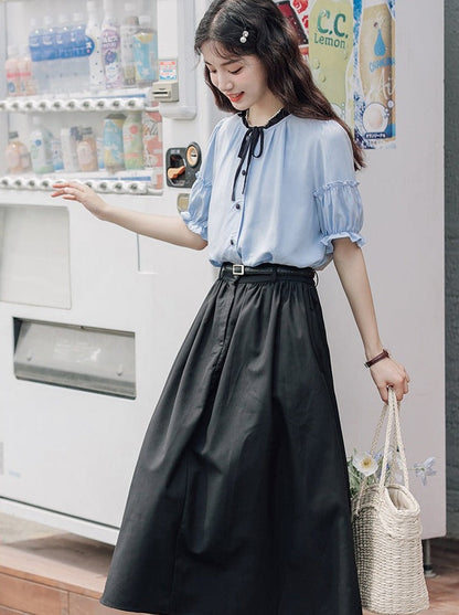 Lce Flared Long + Rock Shirt Retro Sommer Blau