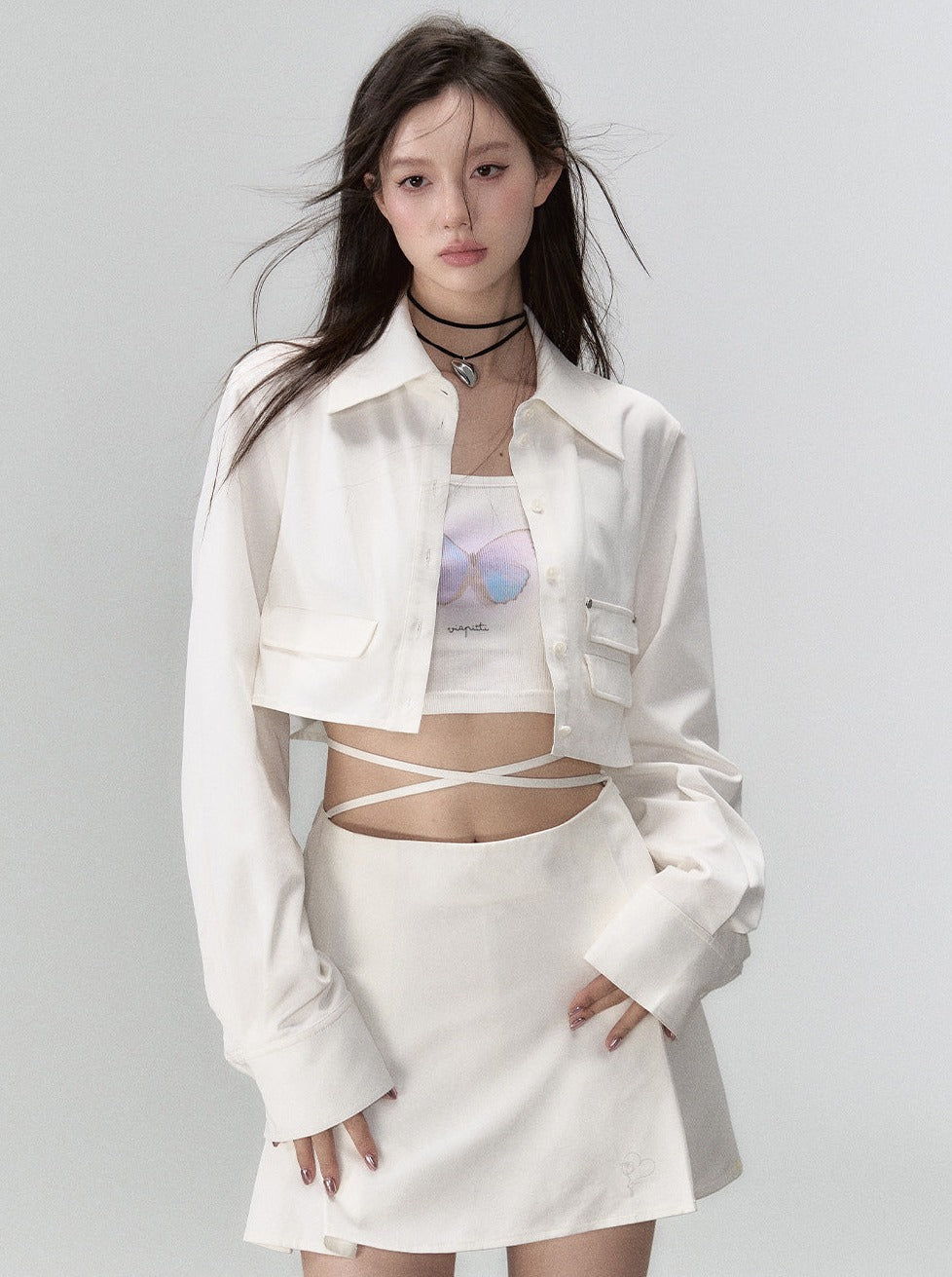 Fashionable Skirt Two-piece Jacket Coat + Short