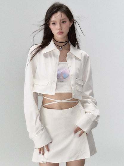 Fashionable Skirt Two-piece Jacket Coat + Short