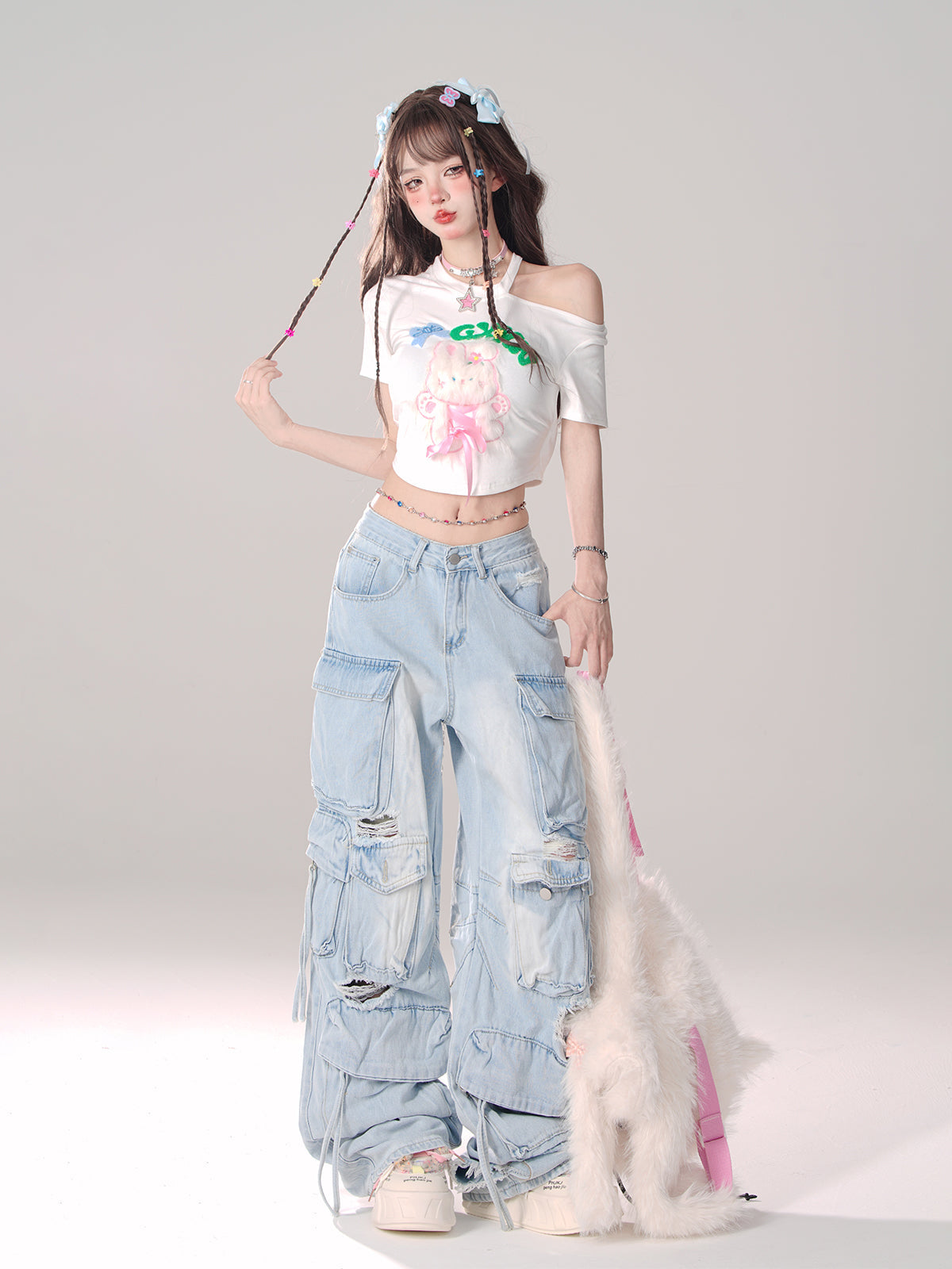 サマーバニー スウィート オフショルダー Tシャツ