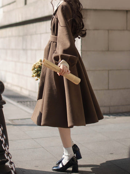 Sleeveless Coat Belt  Ribbon Classic Layered Accessory Dress Brown Check Retro Pearl Volume